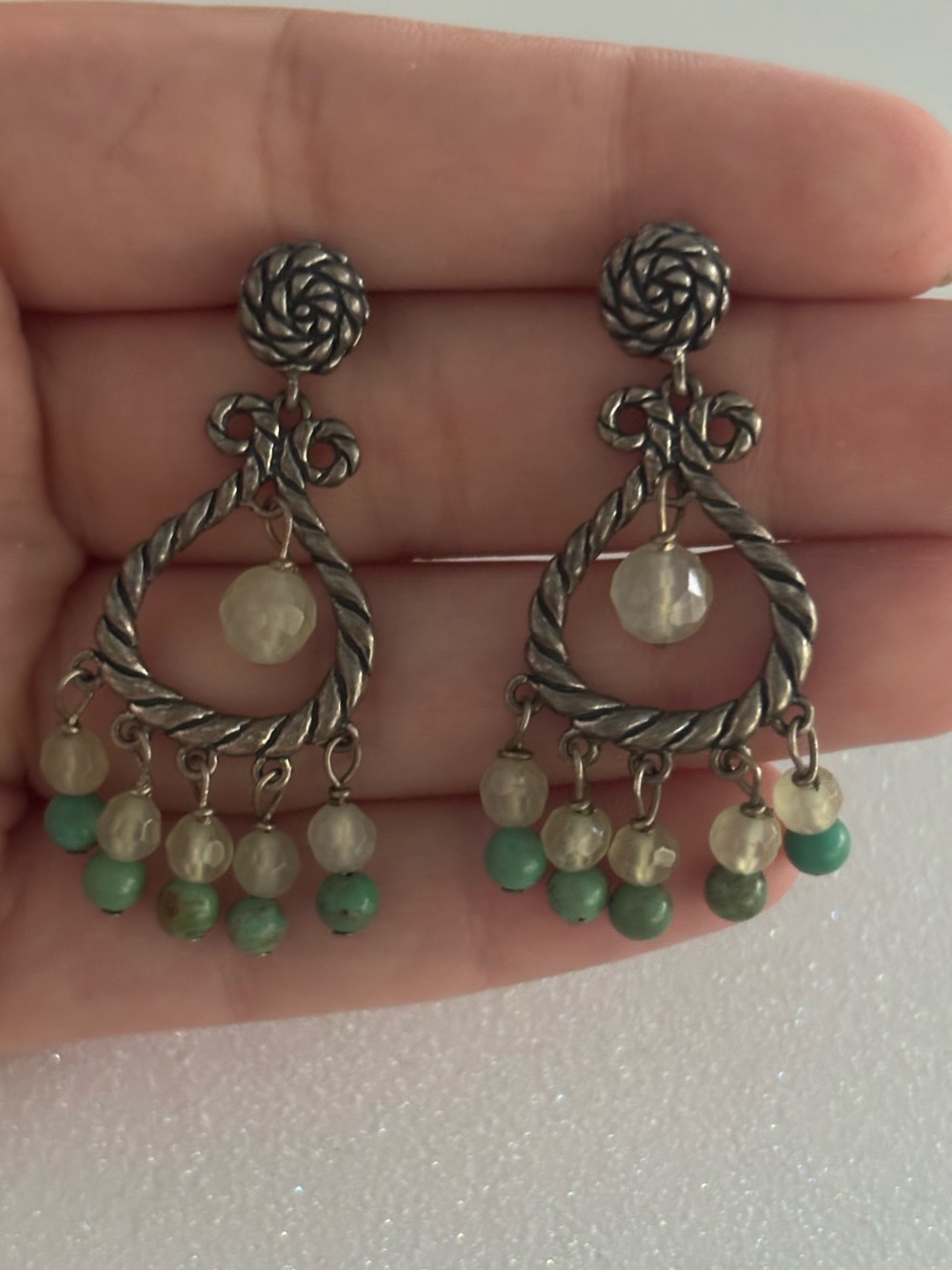 Carolyn Pollack Sterling Silver and Stone Dangle Earrings